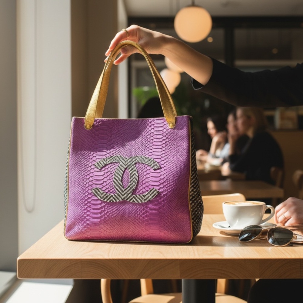 Chanel “The Amethyst” Python & Snake Leather Cc T… - image 7